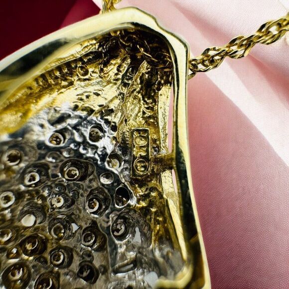 VINTAGE- 14K Gold- 2CT Natural Diamond Necklace -17"-Cluster Round Baguette-2.5g - Picture 4 of 16